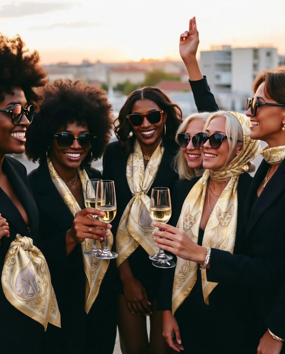 Toasting champagne on a Parisian rooftop at golden hour.
